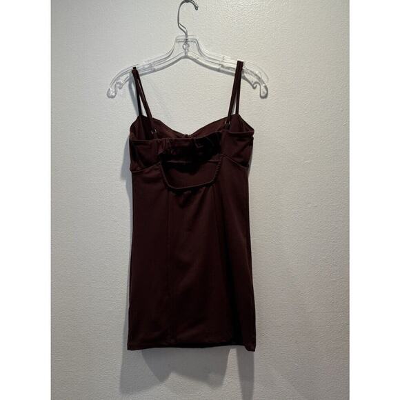 Free People Size Medium Probably Should BodyCon Brown Mini Dress Sexy Festival - Picture 2 of 6